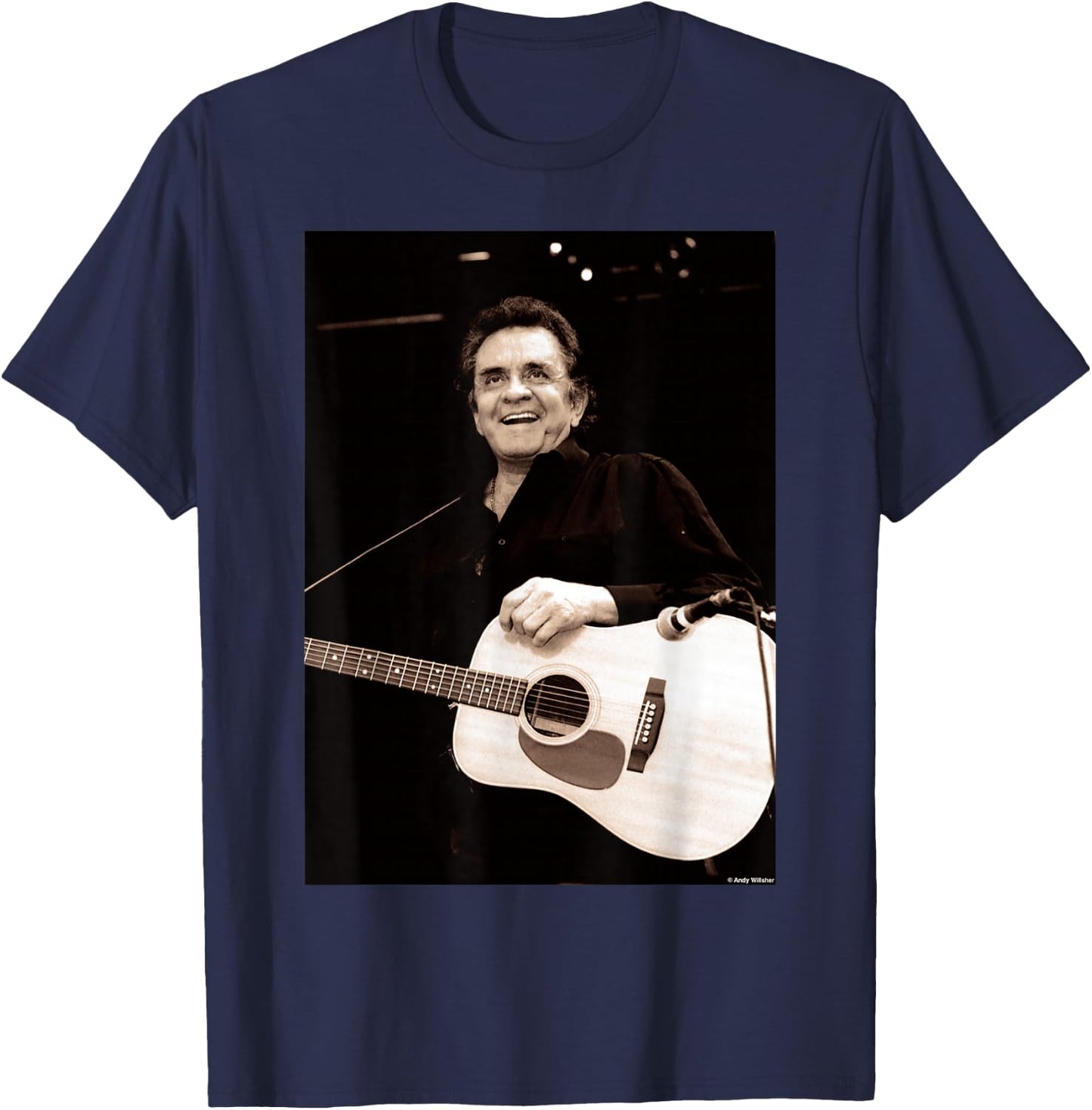 Johnny Cash Live At Glastonbury 1994 By Andy Willsher T-Shirt - T-Shirt | Navy