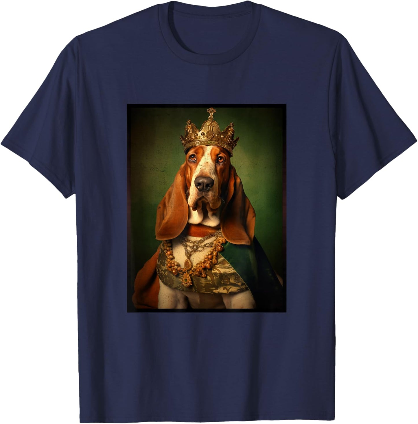 Basset Hound Dog Portrait Renaissance Funny Pet Mom Dad T-Shirt - T-Shirt | Navy
