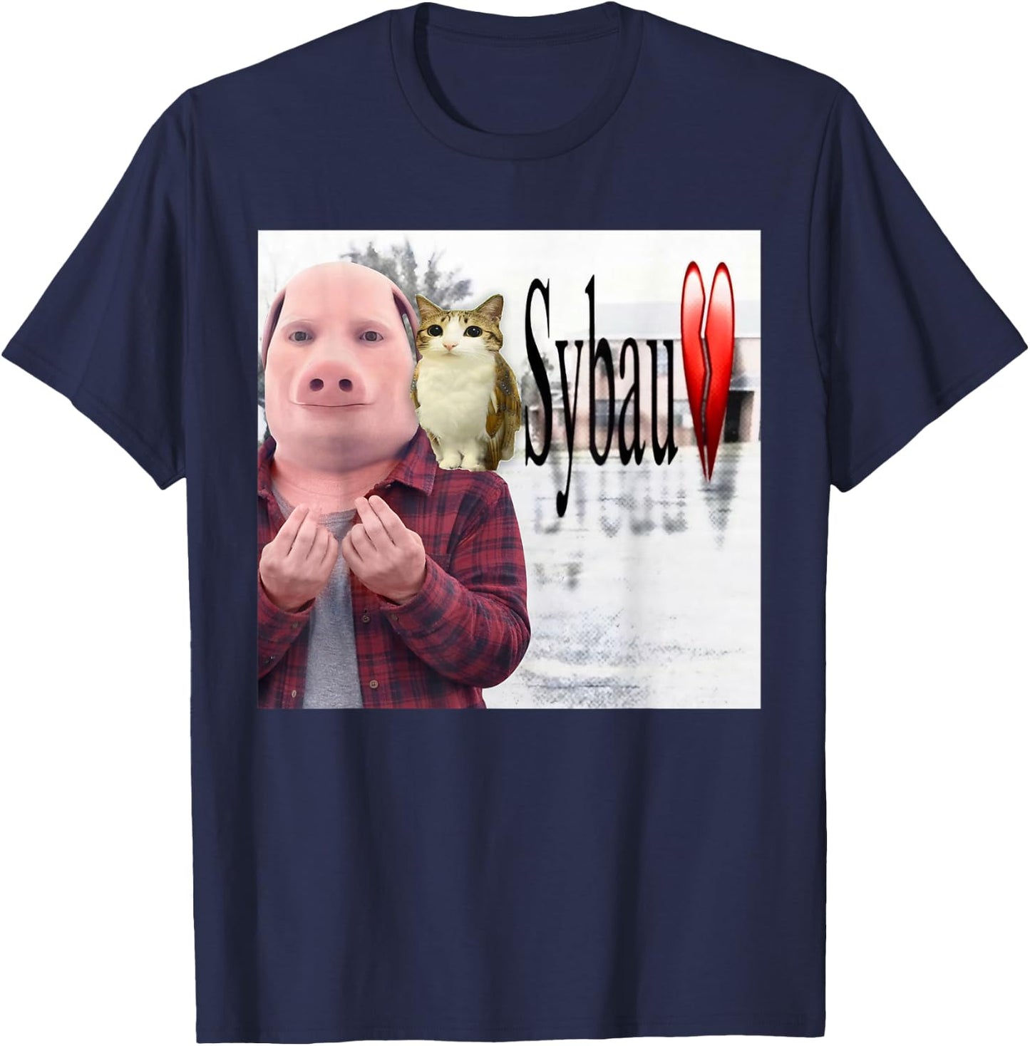 Funny John Pork and Meowl SYBAU Brainrot Meme T-Shirt - T-Shirt | Navy