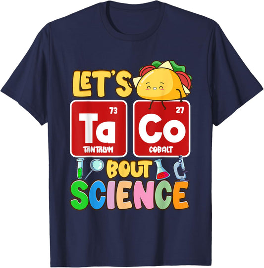 Lets Taco Bout Science, Science Pun, Science Teacher Women Kids T-Shirt - T-Shirt | Navy