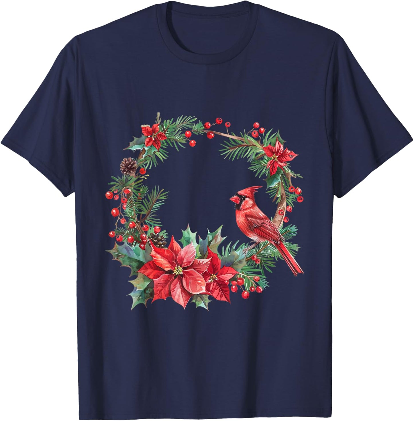 Red Cardinal Christmas Bird Merry Christmas Pajama T-Shirt - T-Shirt | Navy