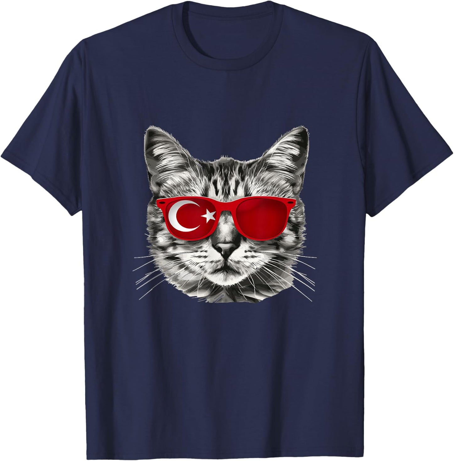 Turkish Flag Cat Owner Souvenirs Products Kitten Turkey T-Shirt - T-Shirt | Navy