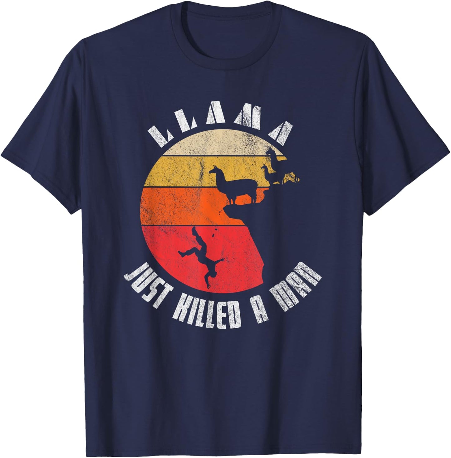 Retro Llama Just Killed A Man T-Shirt - T-Shirt | Navy