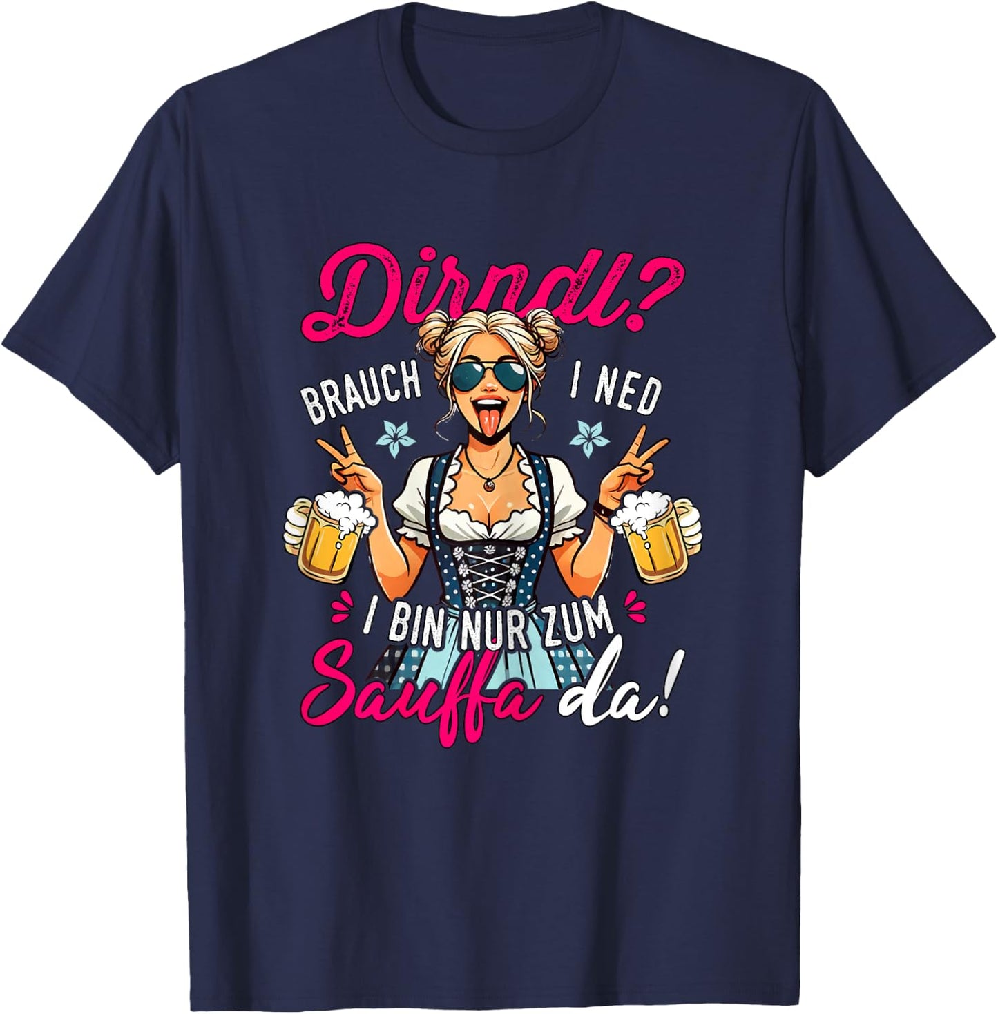 Passend für Oktoberfest Outfit Damen Trachtenshirt Trachten T-Shirt - T-Shirt | Navy