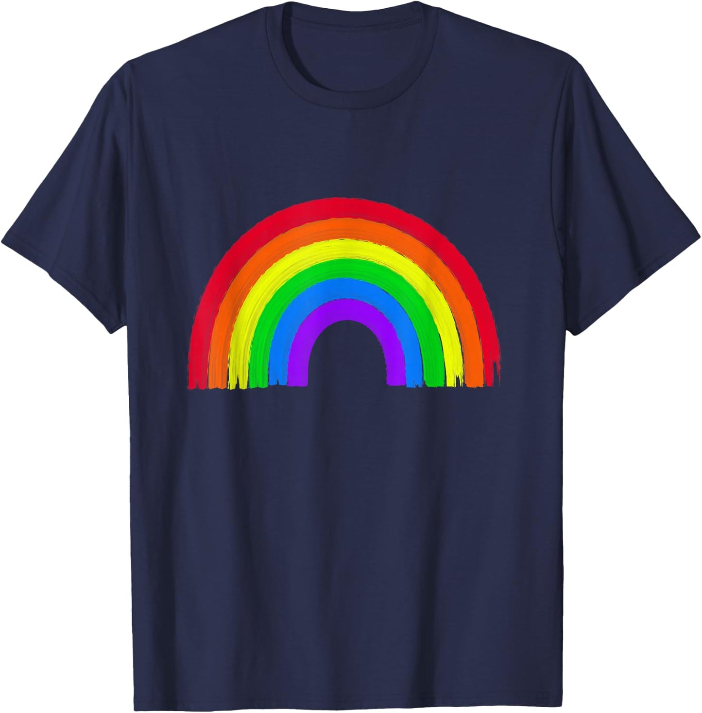 Rainbow with beautiful colourful colours - retro vintage , black T-Shirt - T-Shirt | Navy