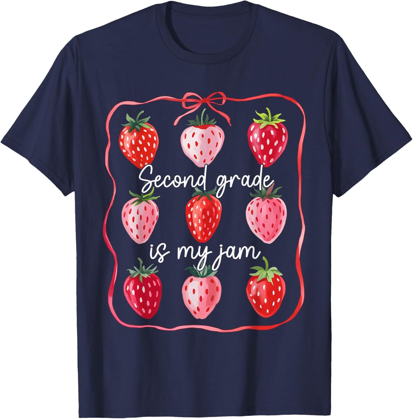 Second Grade Is My Jam Strawberry 2nd Grade Back To School T-Shirt - T-Shirt | Navy