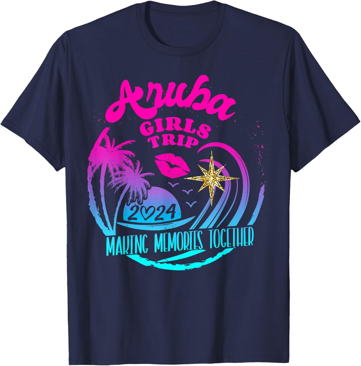 Girls Trip Aruba 2024 Beach Weekend Birthday Squad T-Shirt - T-Shirt | Navy