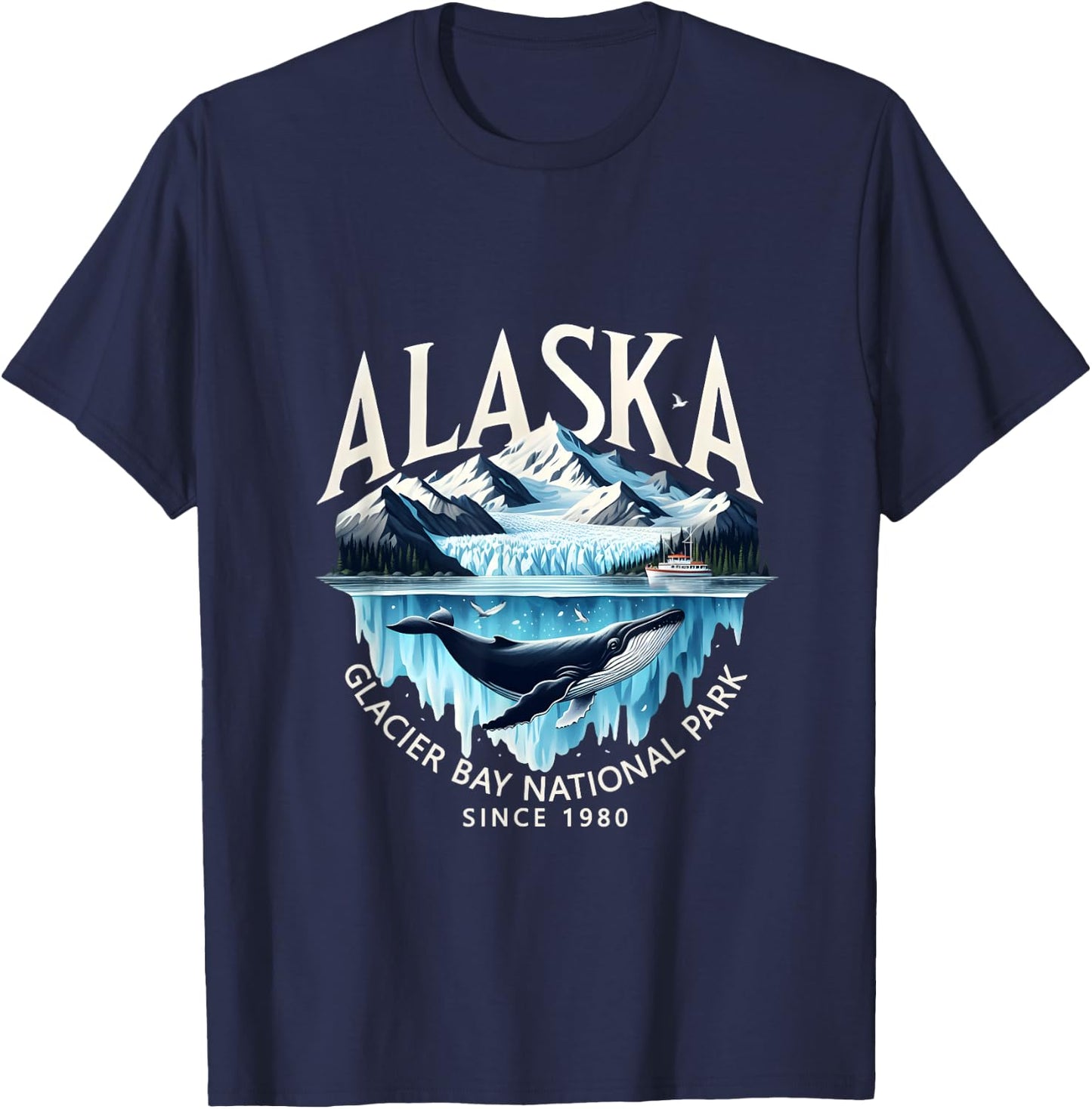 Alaska Glacier Bay National Park Sine 1980 Alaska Cruise T-Shirt - T-Shirt | Navy