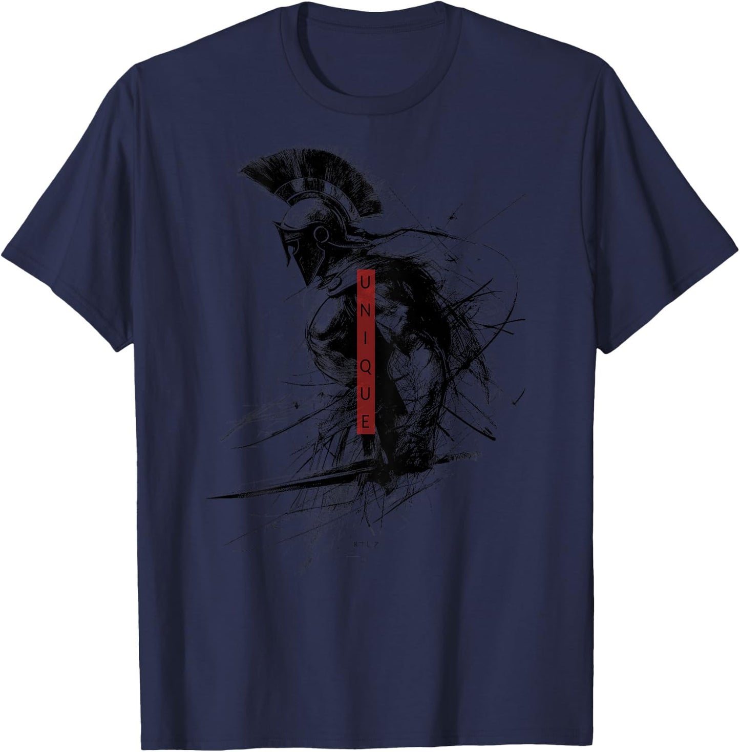 Greek Sparta Helmet Warrior Soldier Backprint Spartan , gray T-Shirt - T-Shirt | Navy