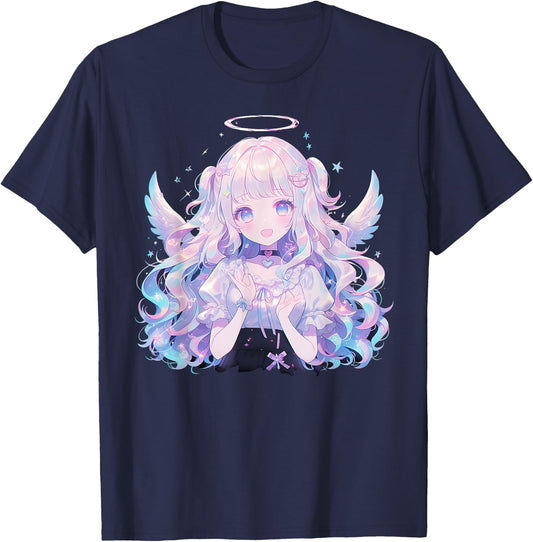 Japanese Tableware Manga Gothic Demon Waifu Retro , Black, S T-Shirt - T-Shirt | Navy