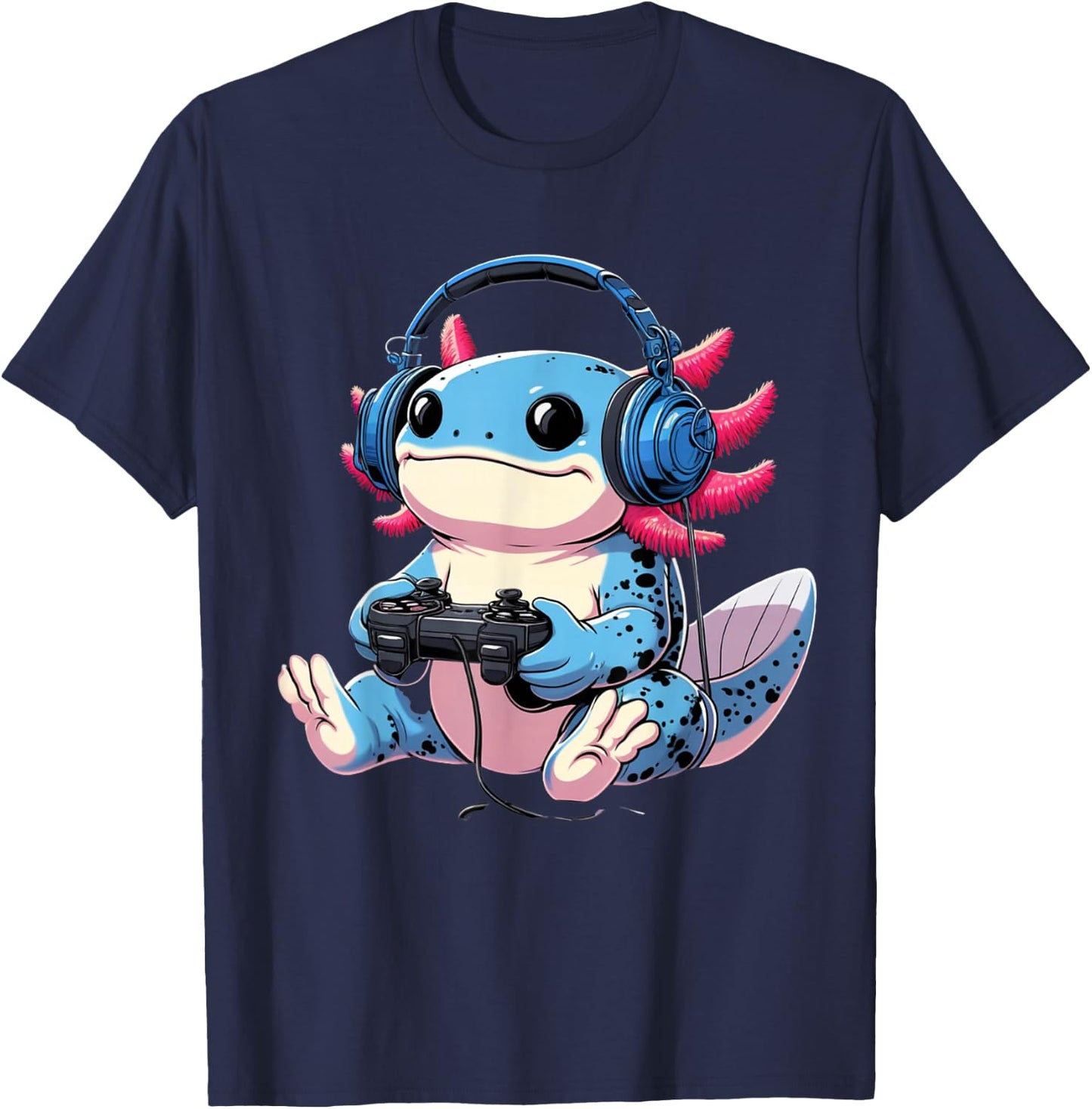 Funny Axolotl Gamer Gaming Axolotl Video Game T-Shirt - T-Shirt | Navy