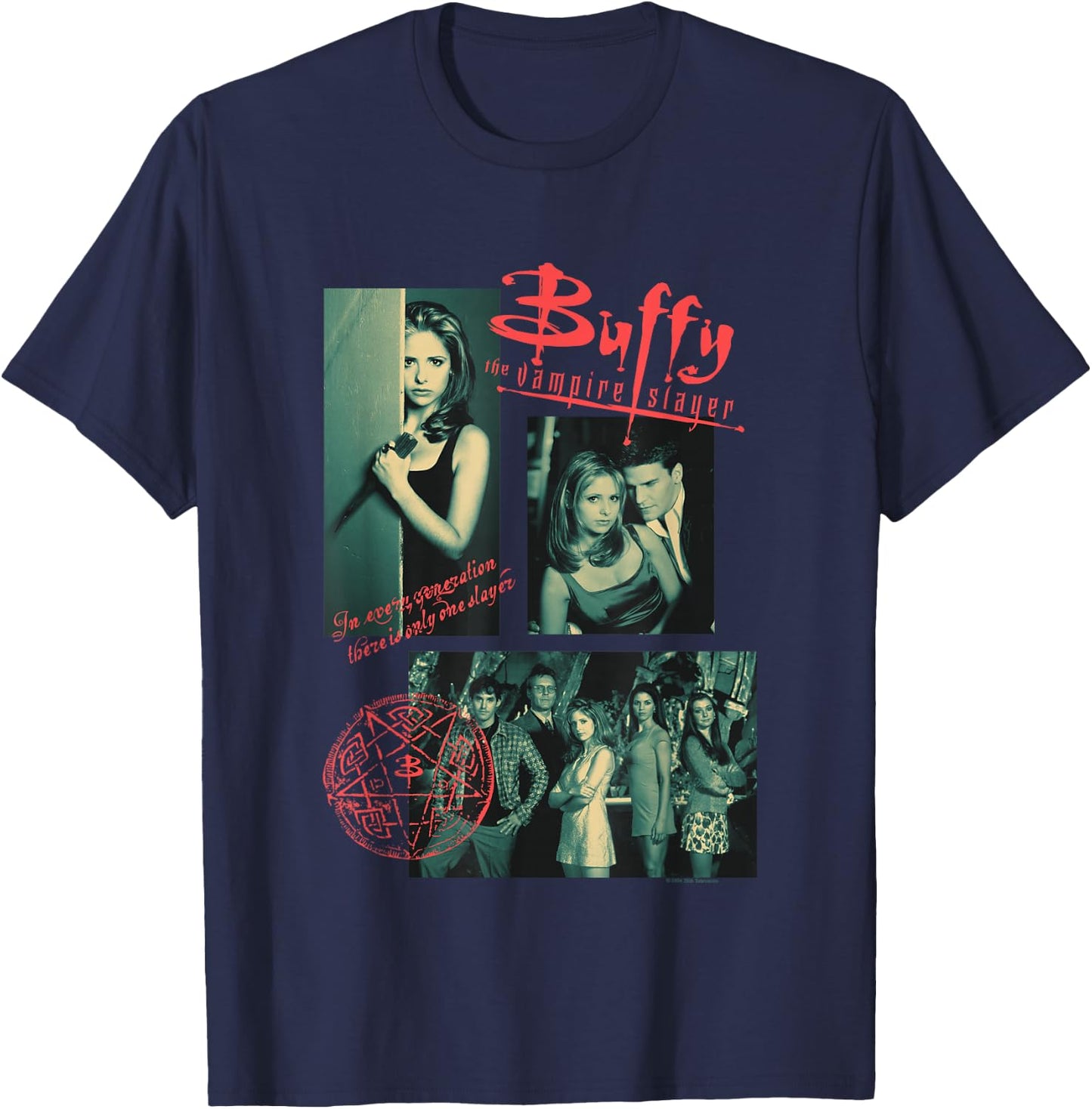 Buffy The Vampire Slayer Sunnydale High Vintage Collage , Black, S T-Shirt - T-Shirt | Navy