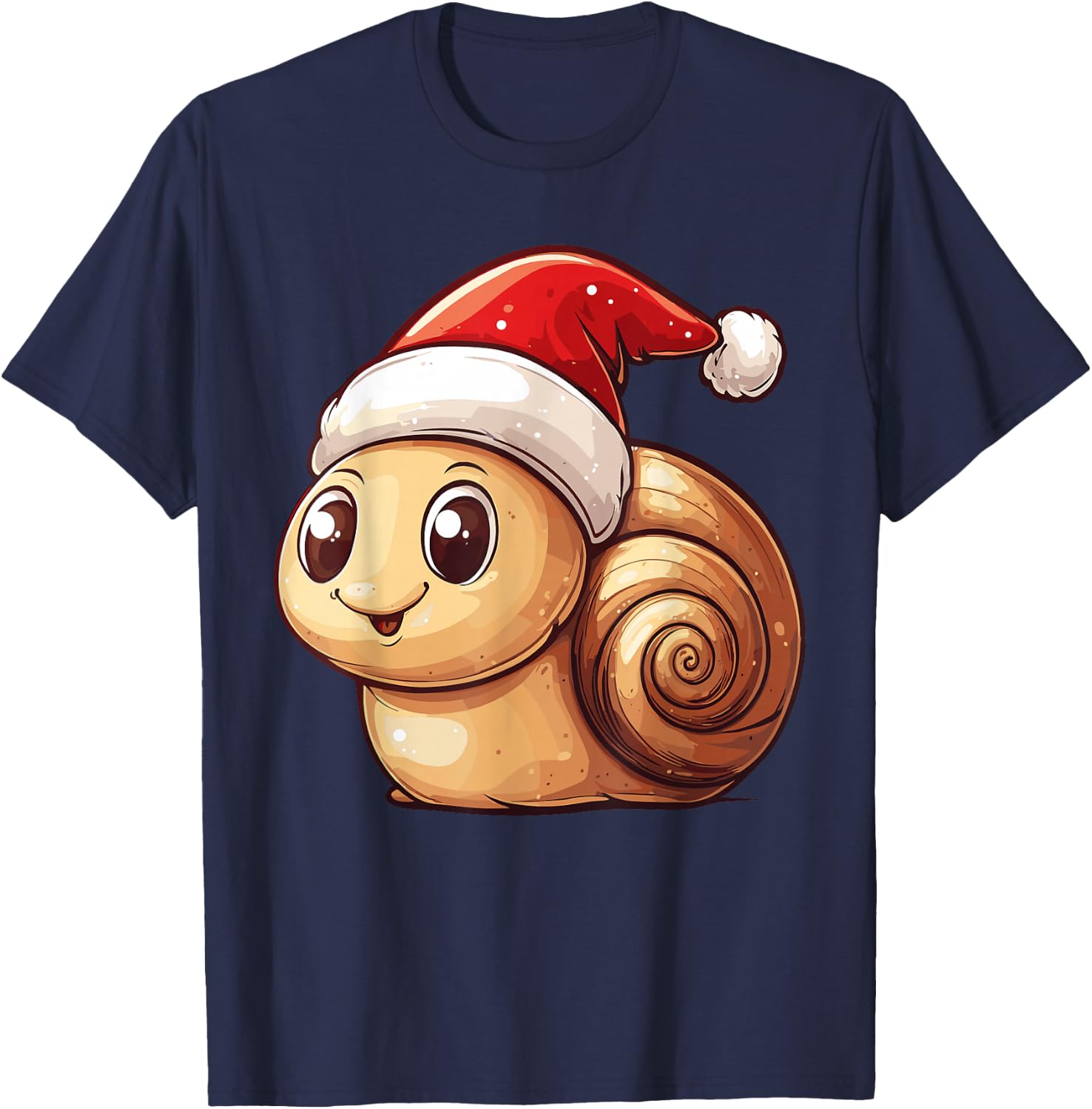 Snail Santa Hat Funny Snail Lovers Boys Girls Kids Christmas T-Shirt - T-Shirt | Navy