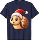 Snail Santa Hat Funny Snail Lovers Boys Girls Kids Christmas T-Shirt - T-Shirt | Navy
