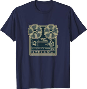 Classic Reel to Reel Recorder for Analog Music Fans T-Shirt - T-Shirt | Navy
