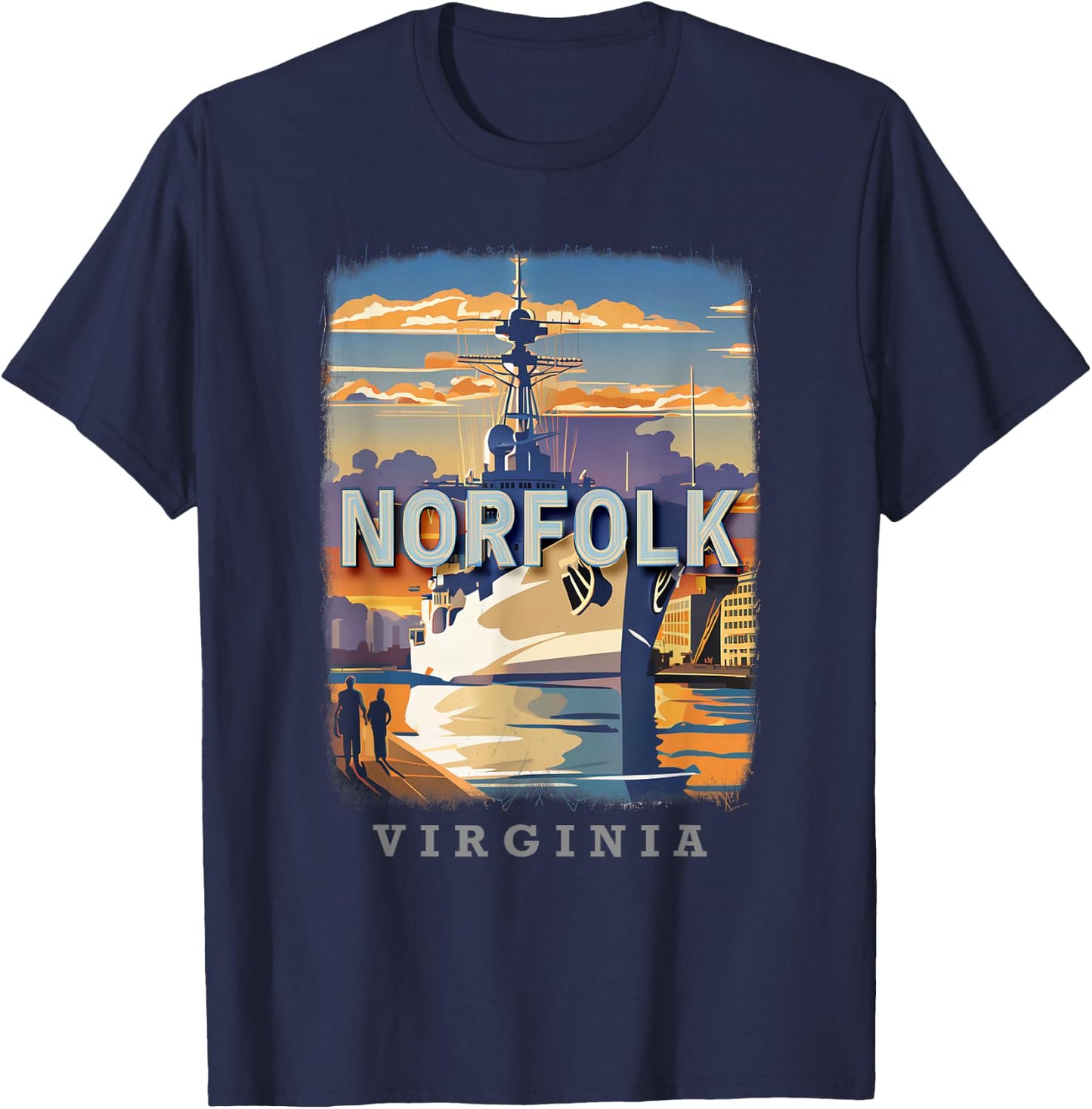 Norfolk Virginia VA Harbor Haven SD034 T-Shirt - T-Shirt | Navy
