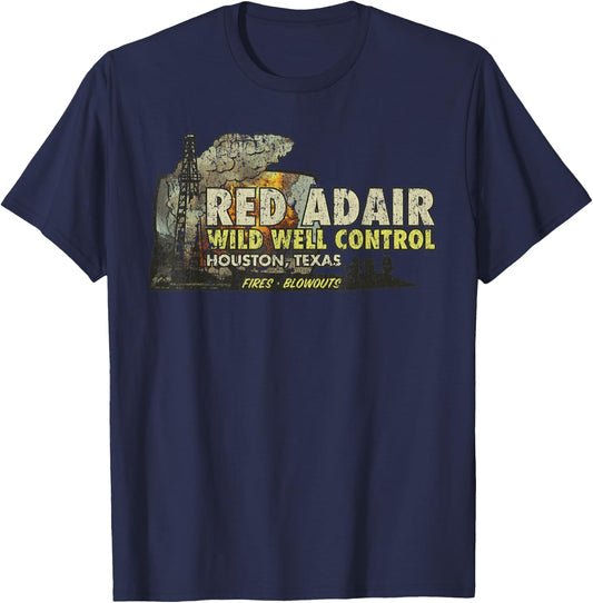 Vintage Red Adairs Wild Well Control 1959 Texas T-Shirt - T-Shirt | Navy
