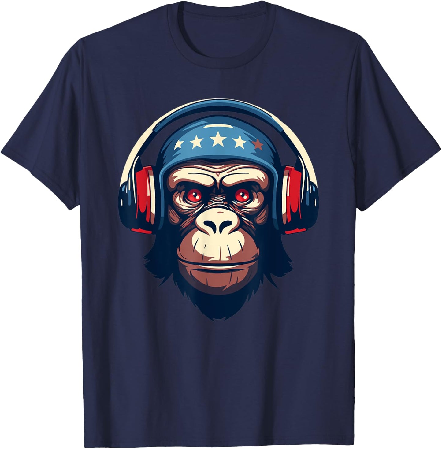 DJ Mad Monkey Ape Chimp Mix Club Music Headphones Dancing T-Shirt - T-Shirt | Navy