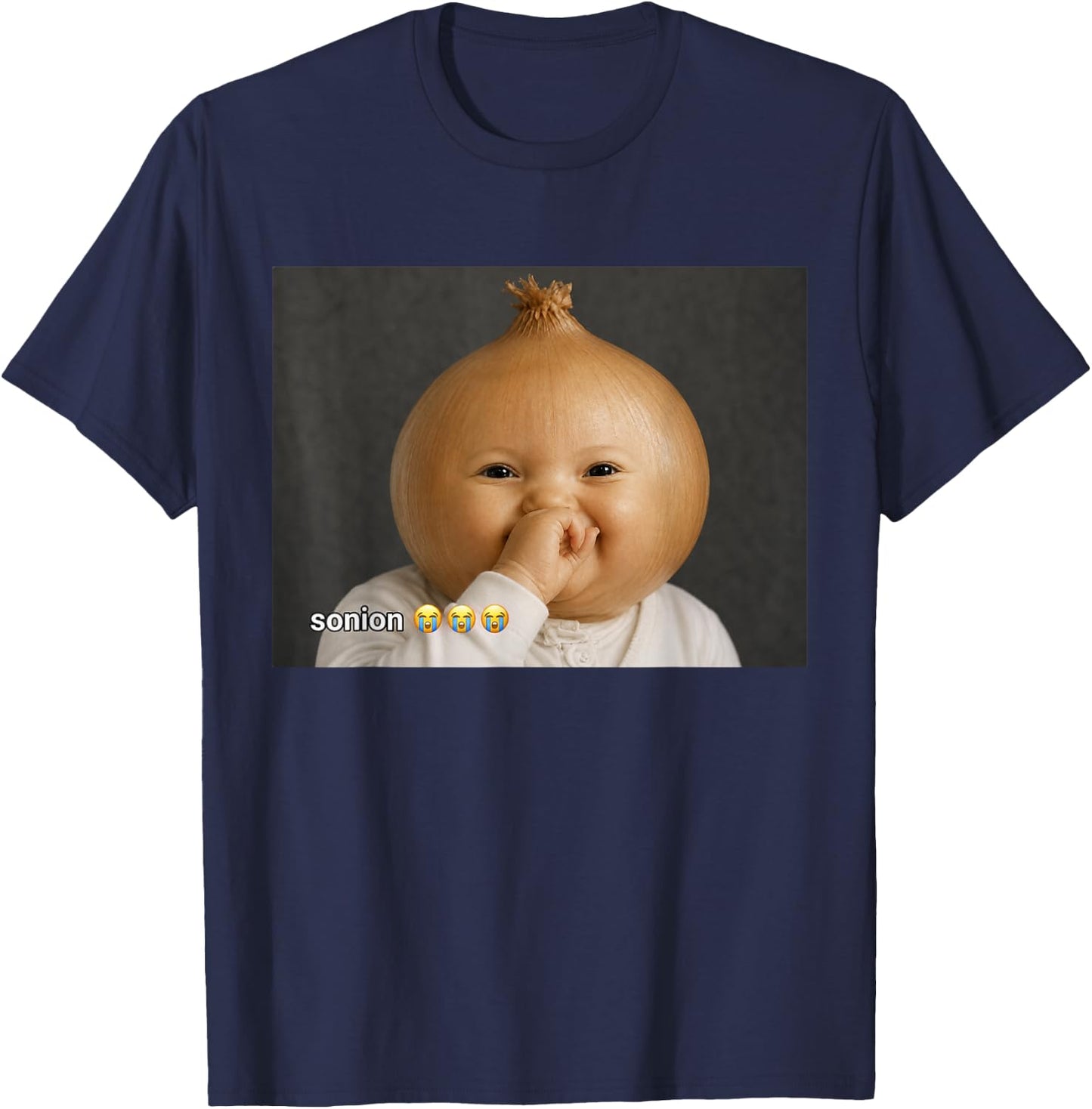 Funny Niche Ai Baby Laughing Sonion Brainrot Meme T-Shirt - T-Shirt | Navy