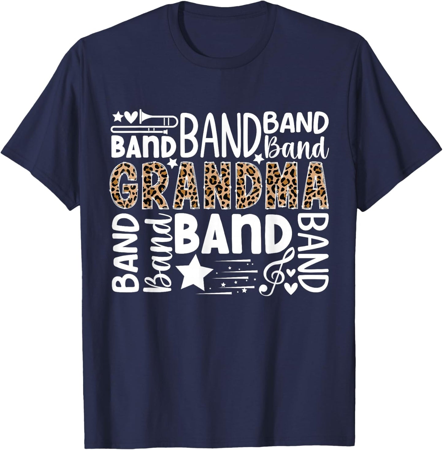 Band Grandma Leopard Marching Band Grandma T-Shirt - T-Shirt | Navy