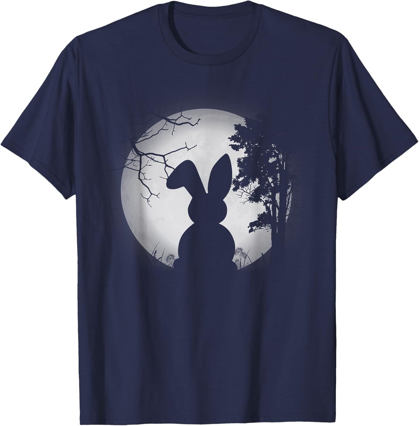 Cute Design Rabbit And Moon Rabbit Lover Men Women T-Shirt - T-Shirt | Navy
