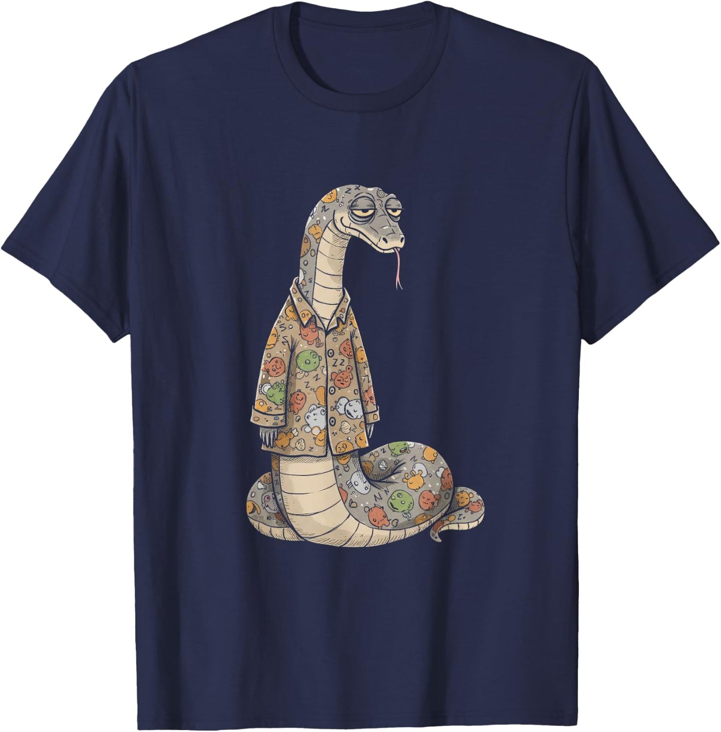 Funny Sleepy Snake Pajama Women Men Kids Boys And Girls T-Shirt - T-Shirt | Navy