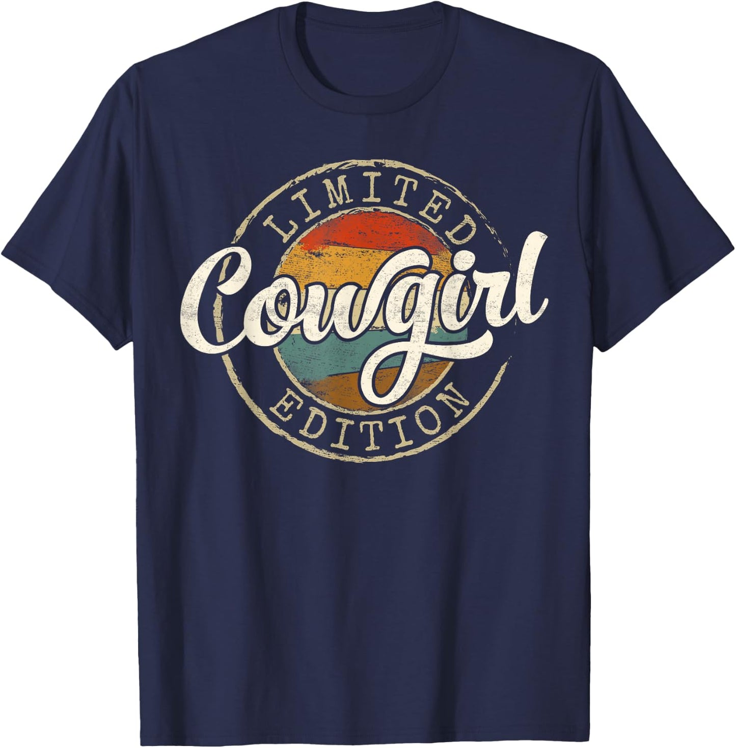 Cowgirl Limited Edition Vintage Stamp Western Rancher T-Shirt - T-Shirt | Navy
