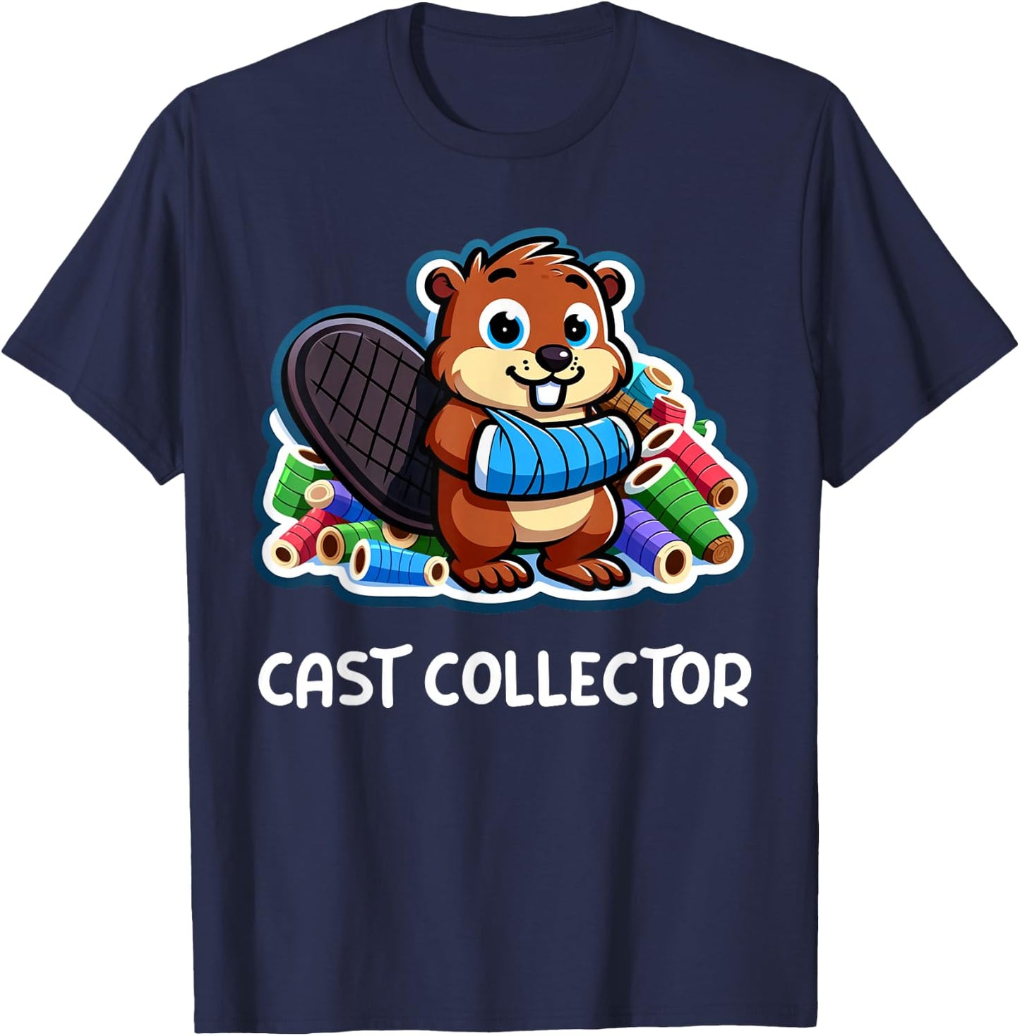 Funny Cast Collector Fun Broken Arm Gifts For Kids T-Shirt - T-Shirt | Navy