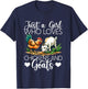 Funny Just A Girl Chickens Goats Lovers Pets Farmer Farming T-Shirt - T-Shirt | Navy