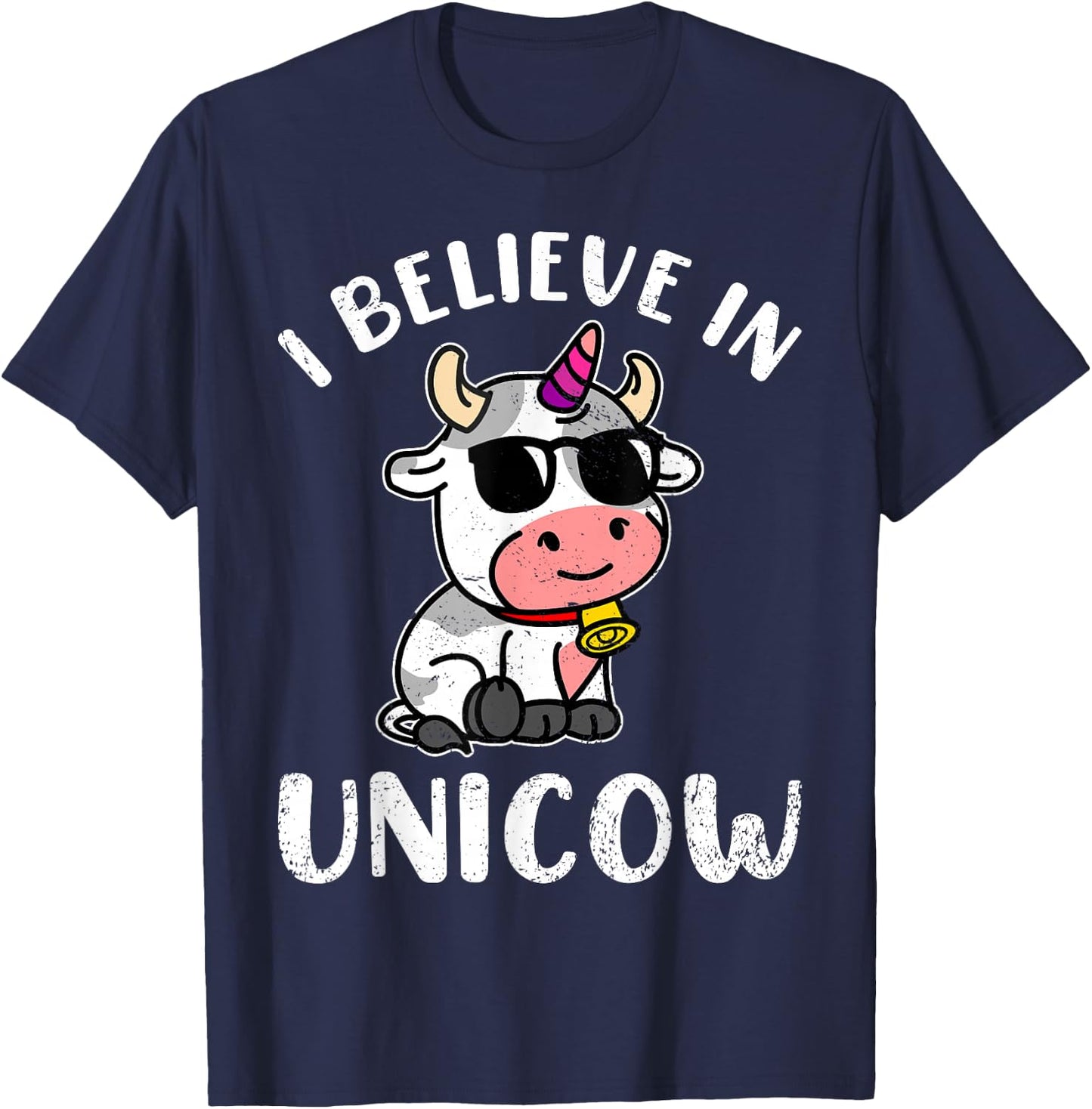 Believe In Unicow Funny Shirts Dairy Farmer Cattle Rancher T-Shirt - T-Shirt | Navy