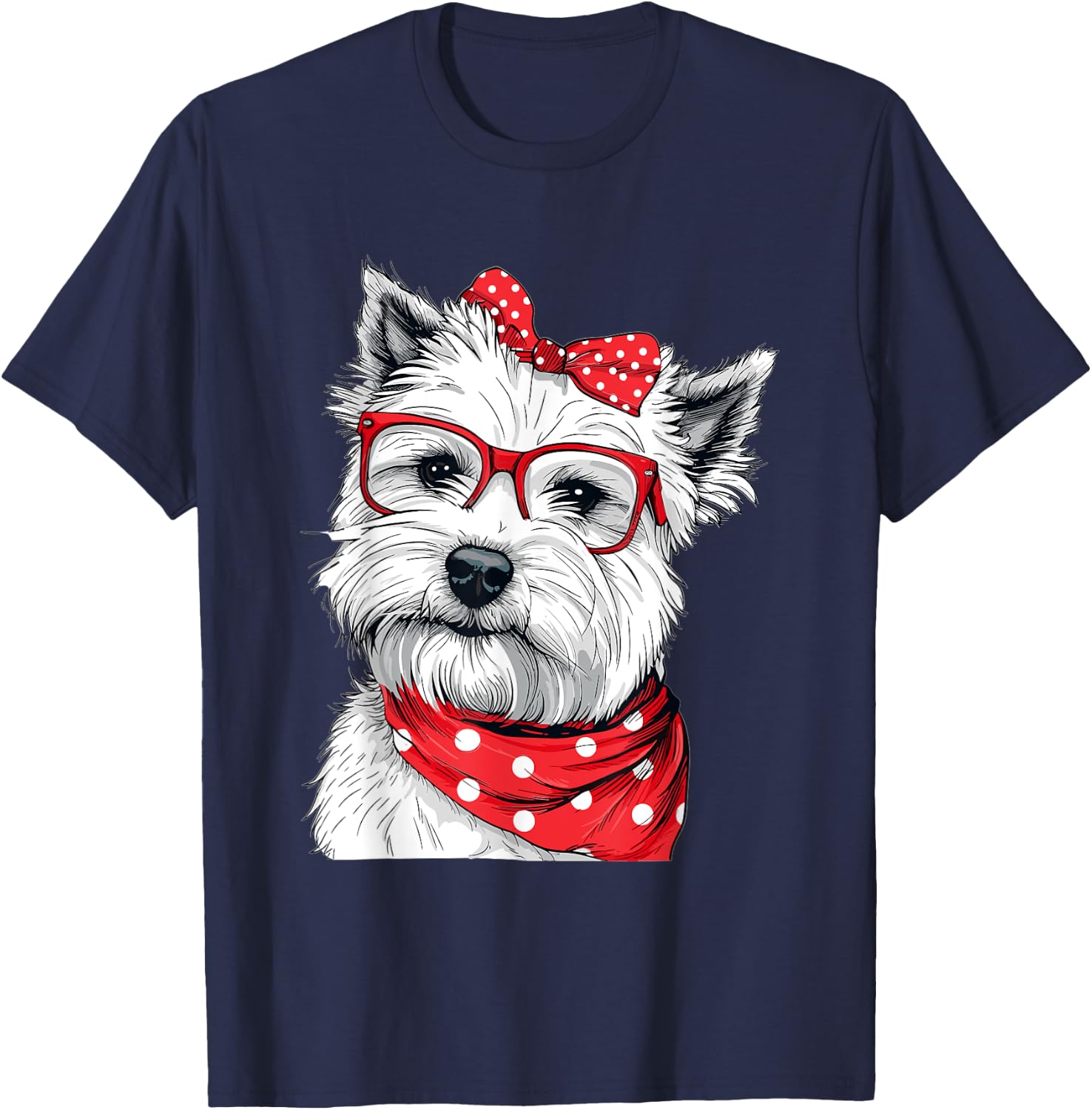 West Highland White Terrier Bandana Dog Breed Westie Women Girls Kids T-Shirt - T-Shirt | Navy