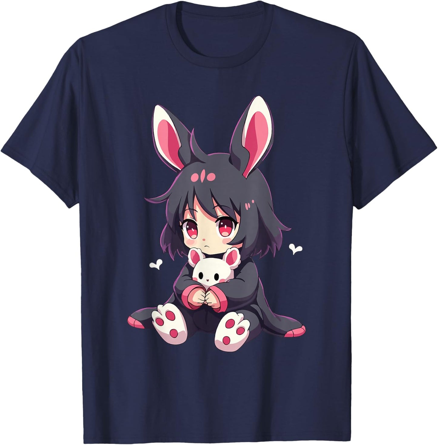 Chibi Gothic Bunny Anime Girl Aesthetic E-Girl Grunge Style T-Shirt - T-Shirt | Navy