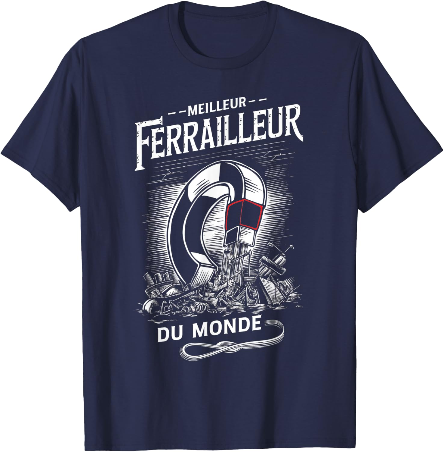 Meilleur Ferrailleur du Monde Industriel Aimant Métallique T-Shirt - T-Shirt | Navy