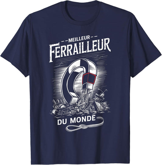 Meilleur Ferrailleur du Monde Industriel Aimant Métallique T-Shirt - T-Shirt | Navy