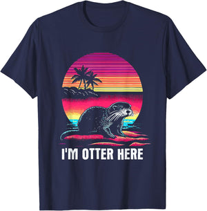 I'm Otter Here - Funny Vintage Lazy Otter Pun Dad Joke T-Shirt - T-Shirt | Navy