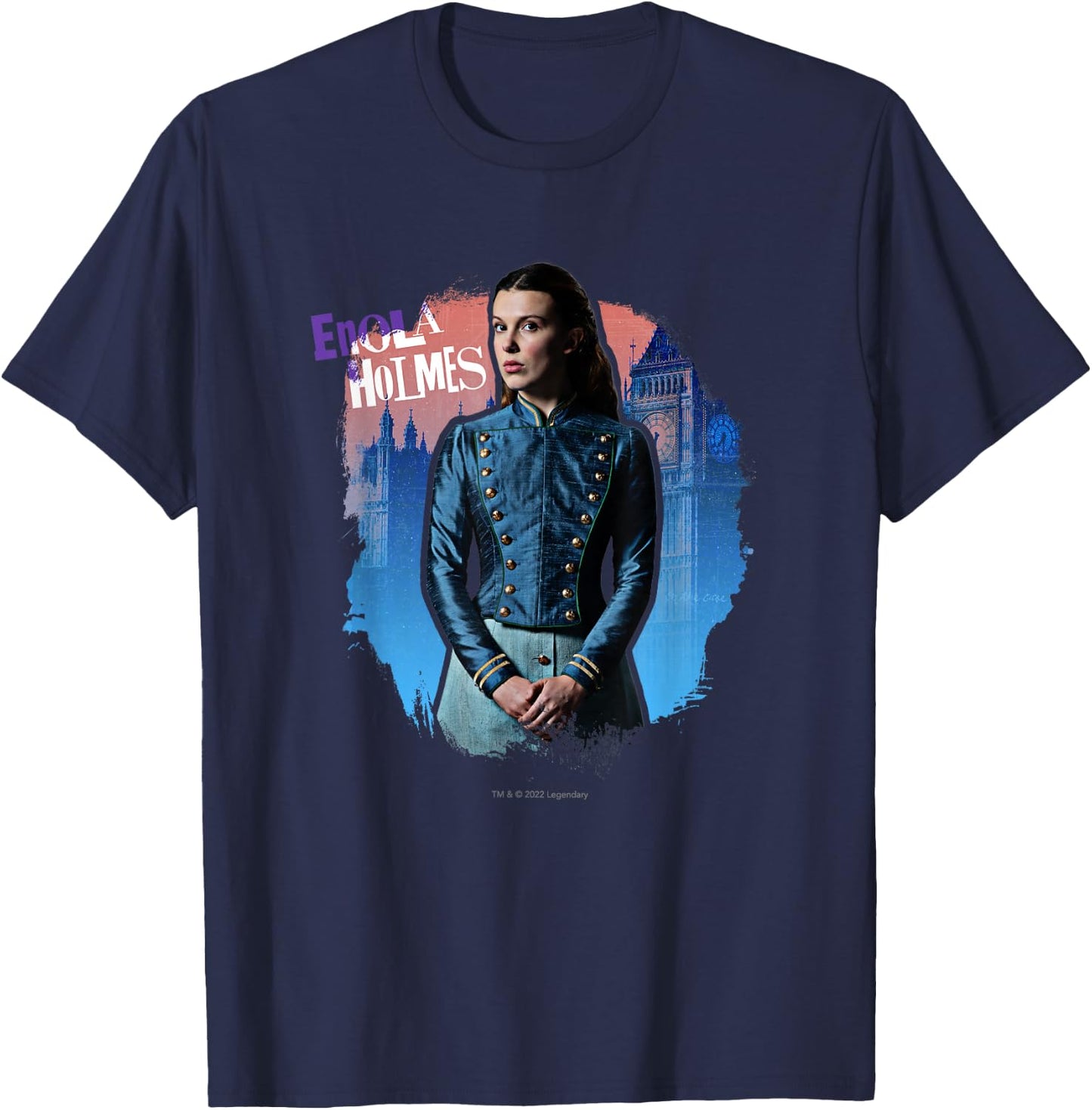 Enola Holmes - Enola (Millie Bobby Brown) in London T-Shirt - T-Shirt | Navy