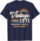 Vintage 1971 Original Parts 54th Anniversary Retro T-Shirt - T-Shirt | Navy