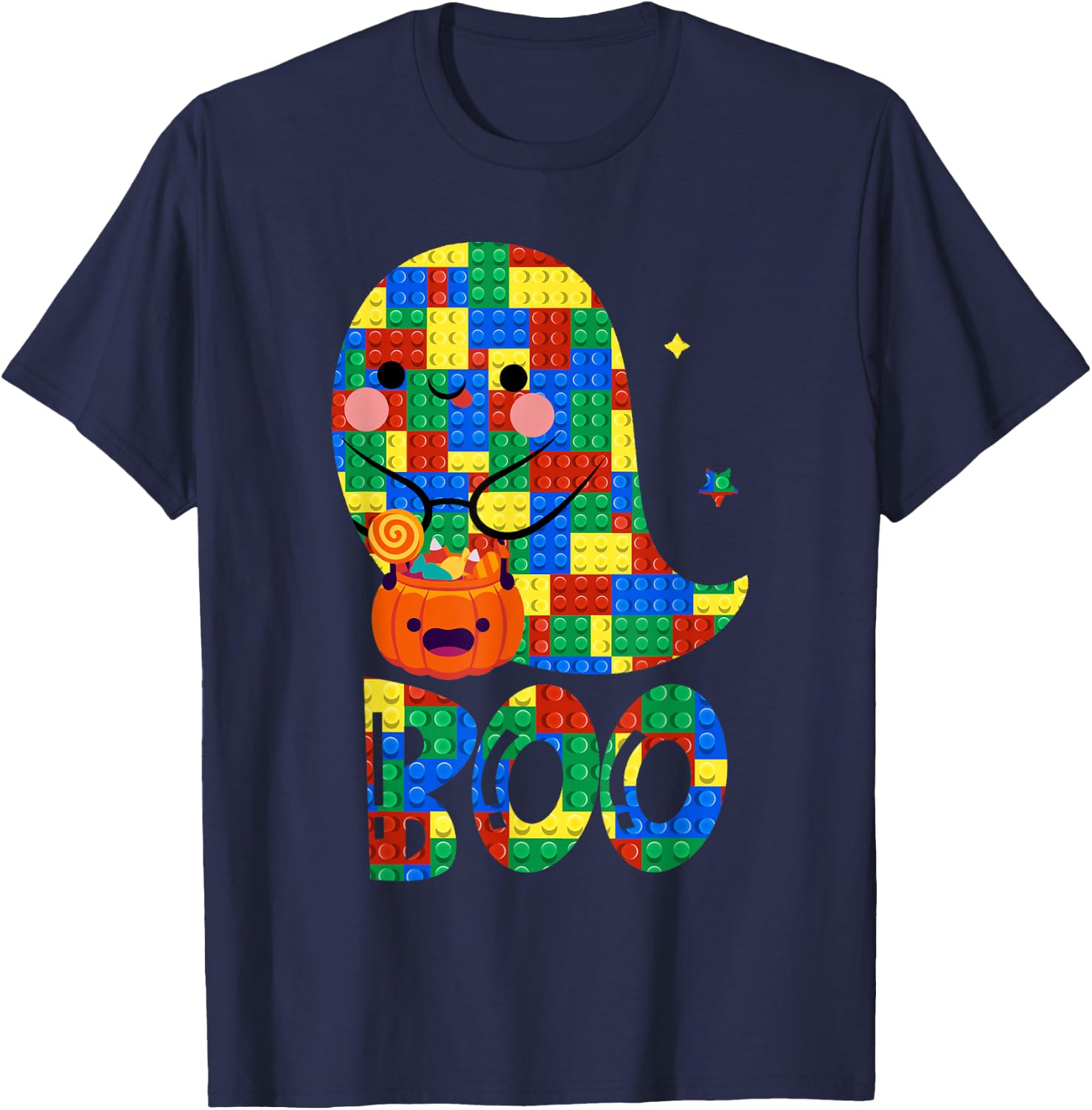 Building Blocks Ghost Boo Master Builder Halloween Costume T-Shirt - T-Shirt | Navy