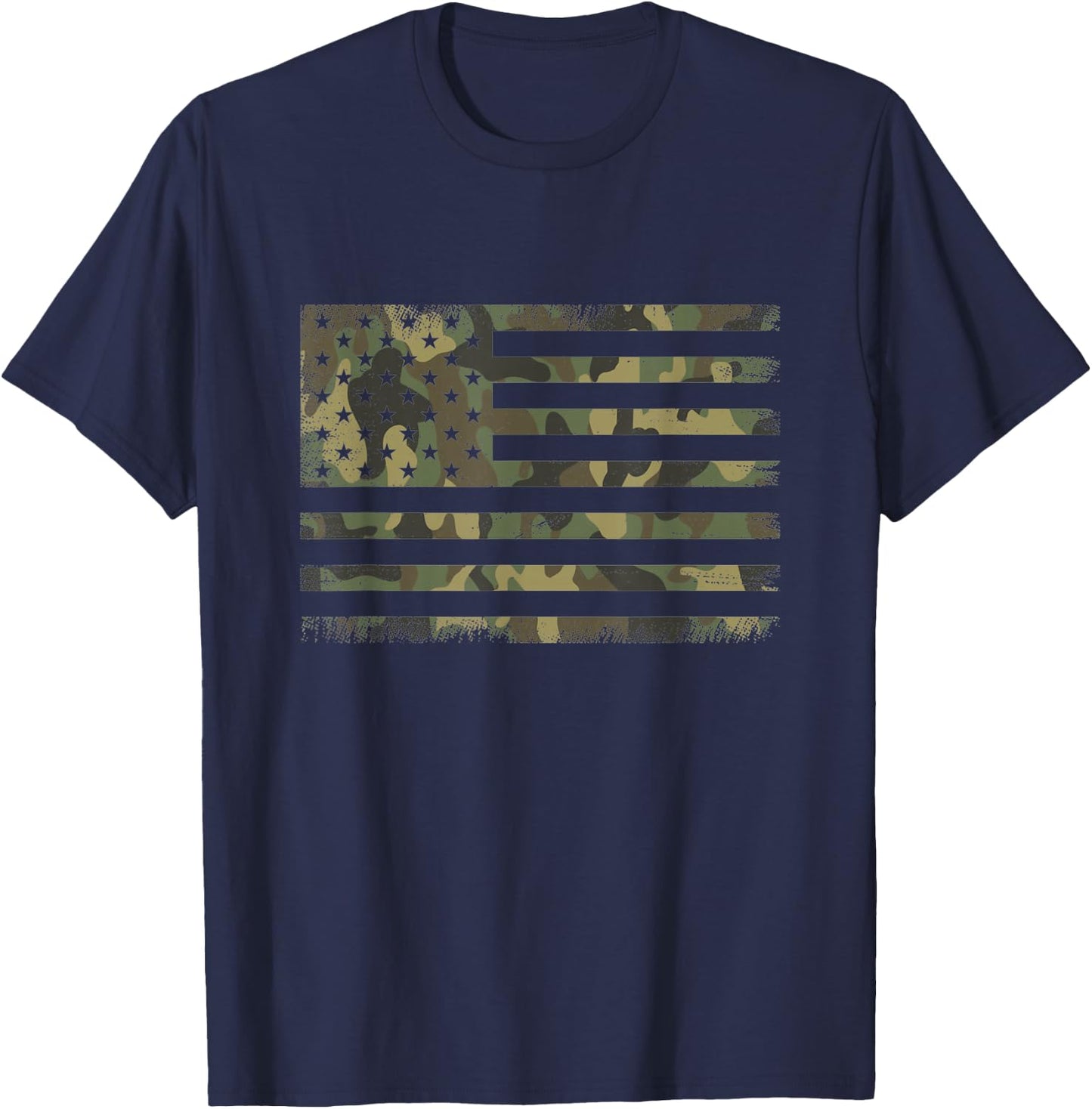 Camo American Flag USA Camouflage Men Boys Women Girls Kids T-Shirt - T-Shirt | Navy