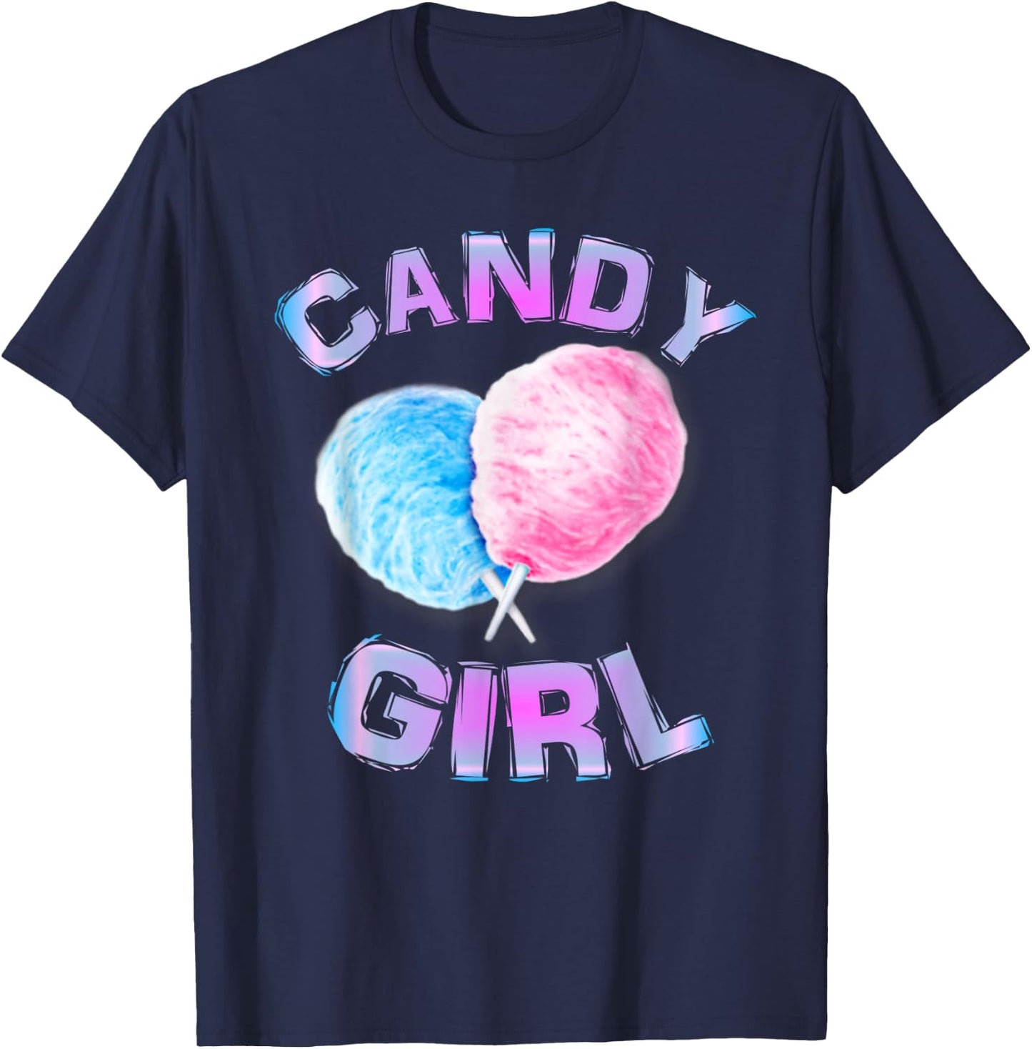 Cotton Candy Girl Cute Fun Girls Juniors Women Ages 3 to 63 T-Shirt - T-Shirt | Navy