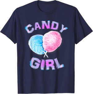Cotton Candy Girl Cute Fun Girls Juniors Women Ages 3 to 63 T-Shirt - T-Shirt | Navy