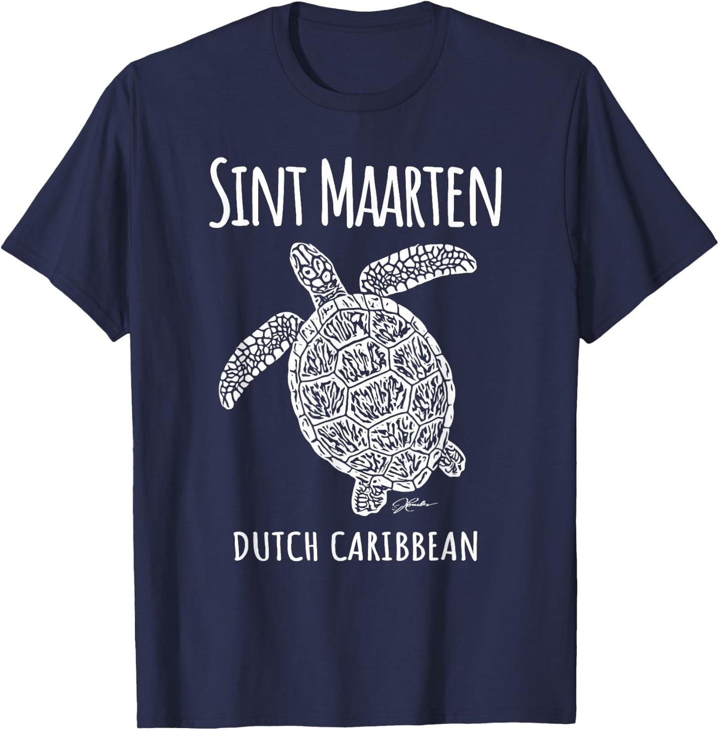 JCombs: Sint Maarten, Sea Turtle, Beach T-Shirt - T-Shirt | Navy