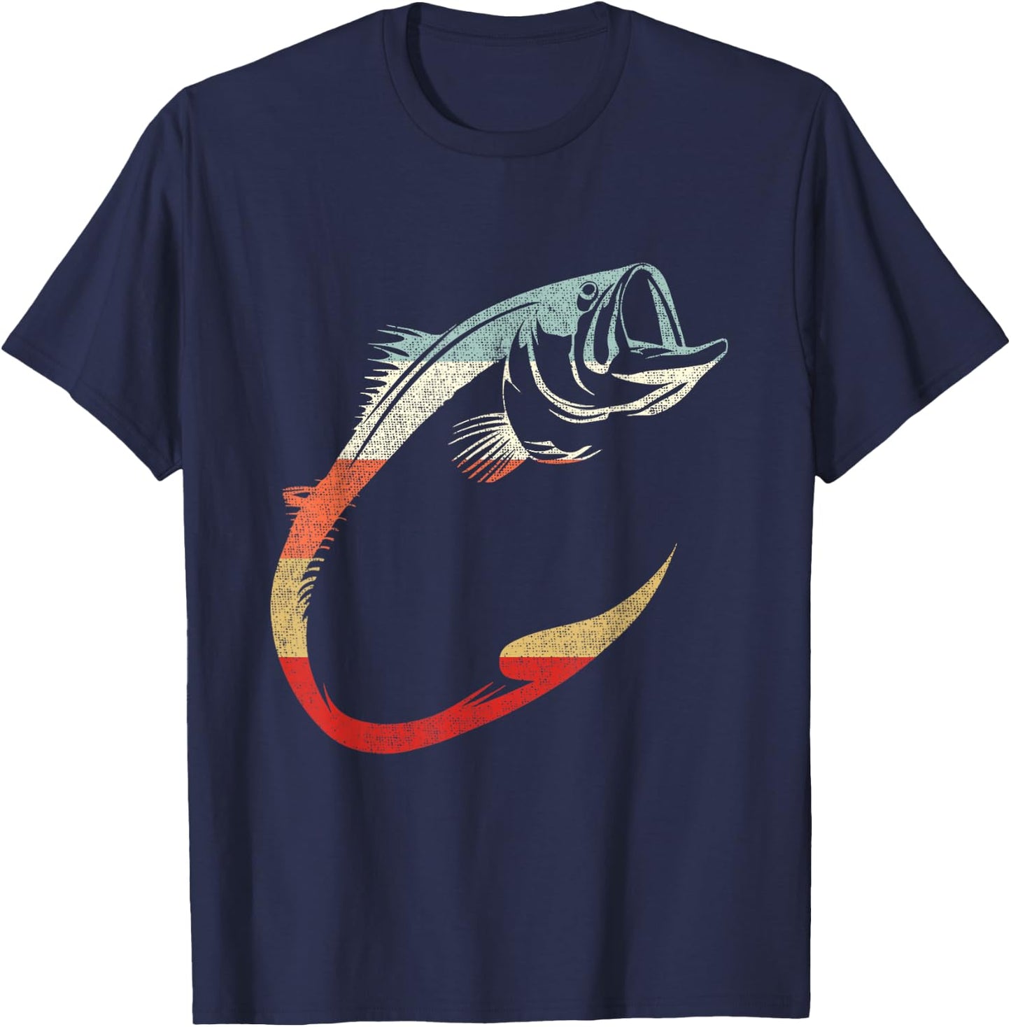 Minimal Cool Fish Hook Art for Unique Fishing Lovers T-Shirt - T-Shirt | Navy