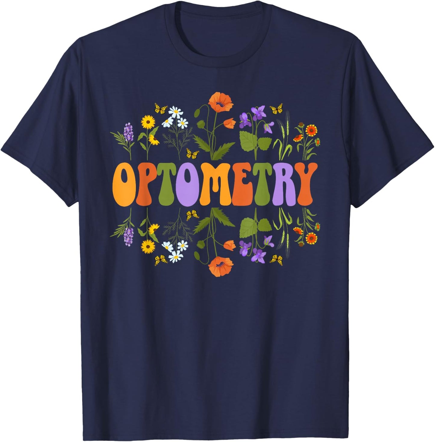 Optometry Groovy Optometrist Ophthalmic Tech Optician T-Shirt - T-Shirt | Navy