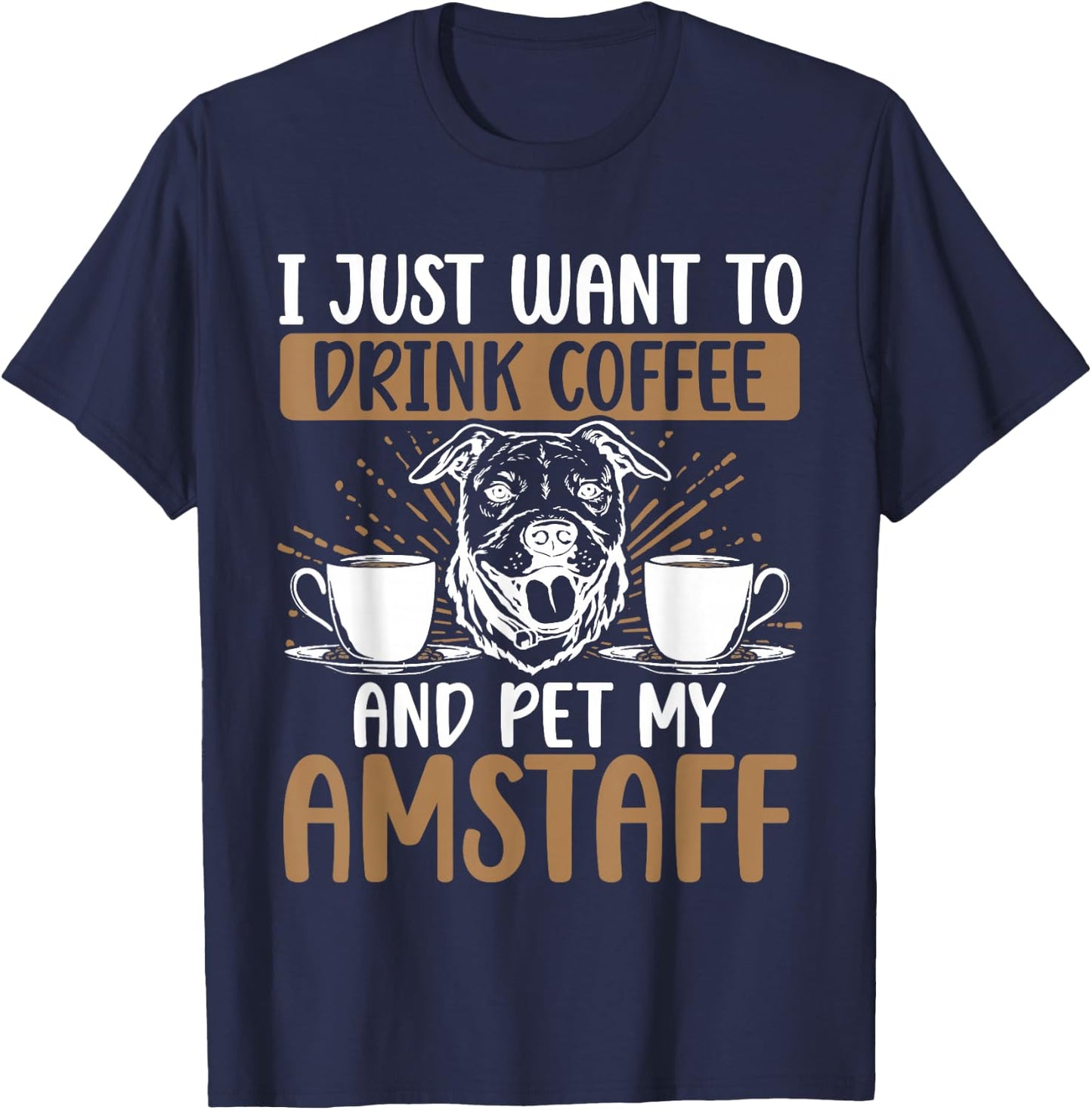 Amstaff Dog Bully American Staffordshire Terrier T-Shirt - T-Shirt | Navy