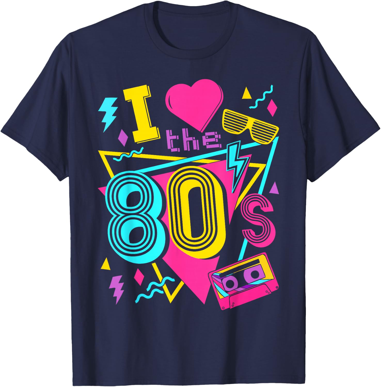Ich liebe die 80s I Love the 80s , black, s T-Shirt - T-Shirt | Navy