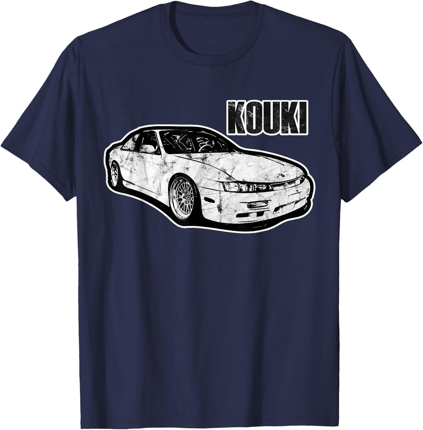 S14 Kouki JDM Drift Car Outlined 90s Classic Motorsports T-Shirt - T-Shirt | Navy
