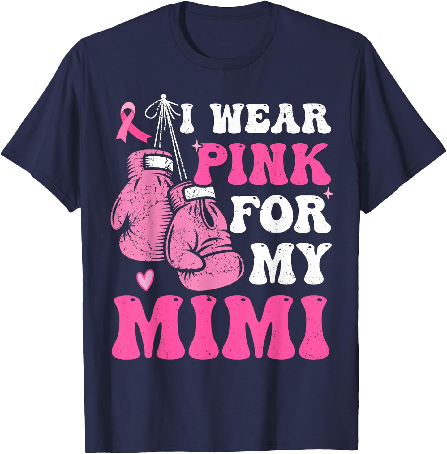 I Wear Pink For My Mimi Breast Cancer Mom Awareness Kids T-Shirt - T-Shirt | Navy