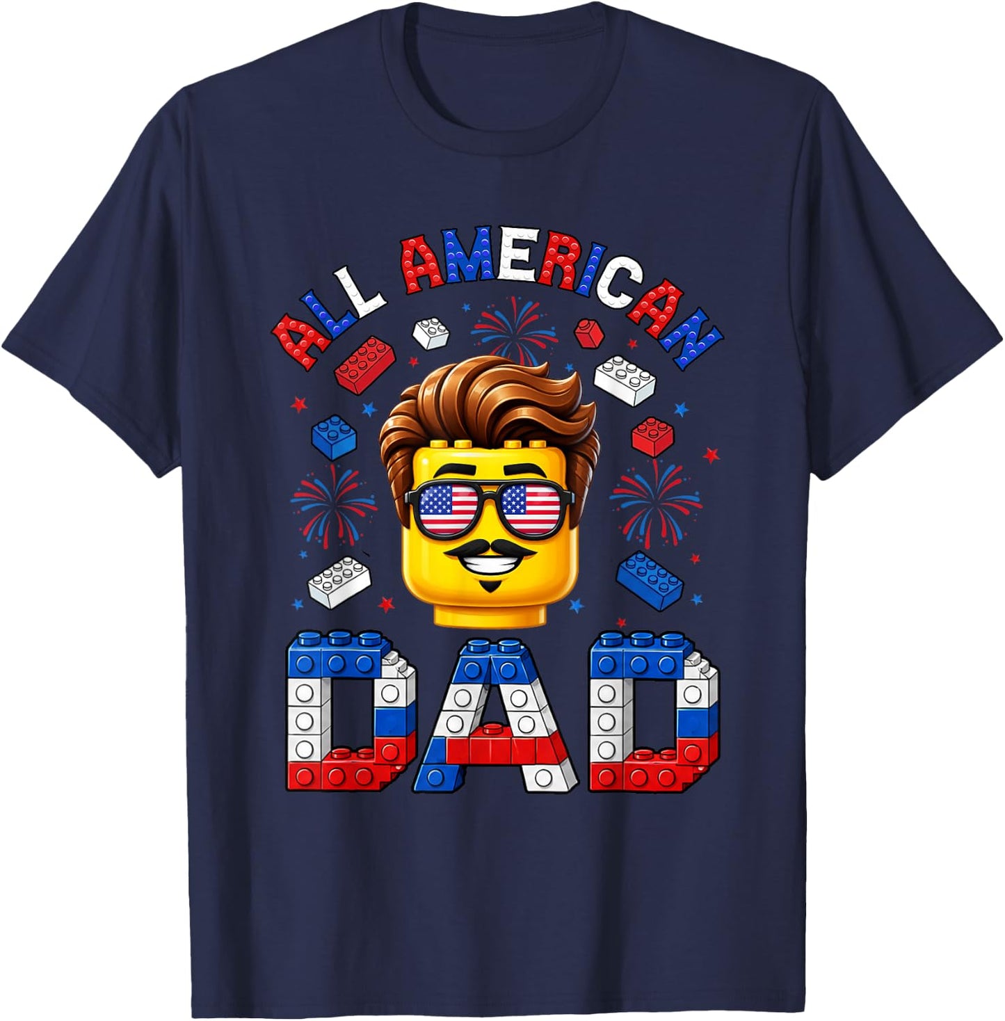All American Dad 4th of July Master Builder Family Matching T-Shirt - T-Shirt | Navy