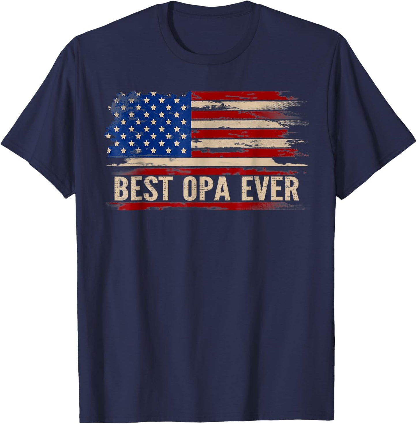 Vintage Best Opa Ever American Flag Father's Day Gift T-Shirt - T-Shirt | Navy